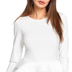 Women's Ruffle hem slim Round Neck Shirt